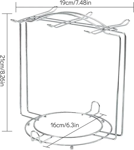 Miniatura 4 de Soporte para tazas de té y platillos, soporte de metal para tazas de té, organizador para taza de café, cuchara y platillos (plateado)
