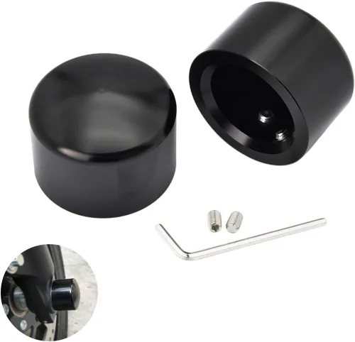Miniatura 8 de Benlari - Cubiertas de tuerca de eje delanteras CNC para Harley, tapas de tuerca de eje negras compatibles con Harley Davidson Touring Sportster