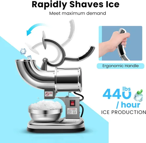 Miniatura 4 de VIVOHOME Plata dual eléctrica 440lbs/hr de la máquina del fabricante del cono de la nieve de la máquina de la trituradora de hielo de las cuchillas