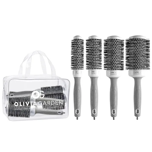 Miniatura 8 de Olivia Garden Ceramic + Ion Round Thermal Hair Brush - Not Electrical - Professional Blowout Brush for Normal to Thick Hair Blanco/Gris