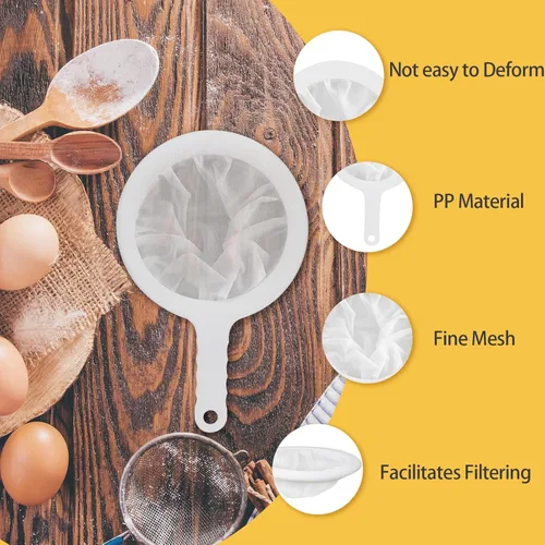 Miniatura 5 de Uenhoy 2 coladores de malla de nailon ultrafinos 100/400 de malla para cocina, yogur, colador de plasitc con asa, filtro de tamiz para alimentos