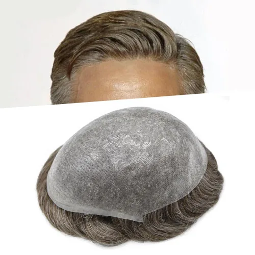 Miniatura 50 de Super Thin Skin Mens Toupee 0.001 in - Sistema de cabello de piel ultrafina para hombres, cabello humano negro, marrón, rubio, gris, peluca