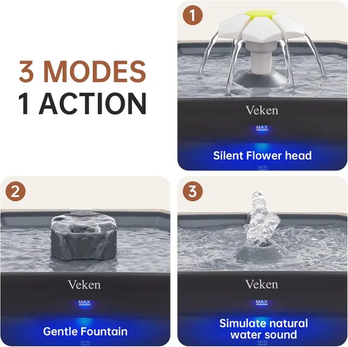 Miniatura 7 de Veken Fuente de agua para gatos pequeña apta para mascotas con bomba silenciosa, fácil de limpiar y montar, mini dispensador de agua para mascotas