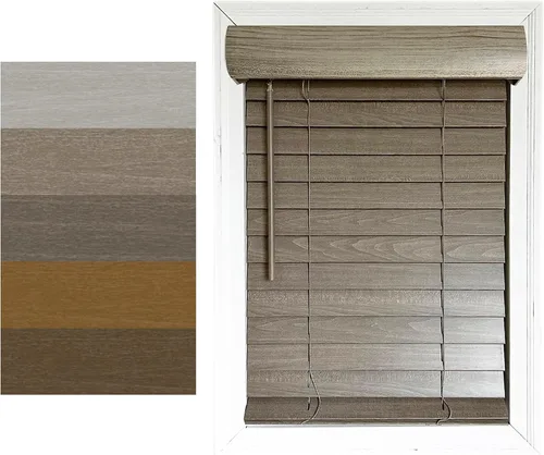 TailorView, Persianas horizontales de madera sintética personalizables, inalámbricas, listones de grano de madera impresa de 2 pulgadas, color