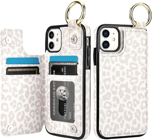 Miniatura 12 de HAOPINSH Funda tipo cartera para iPhone 11 con portarjetas, patrón de mármol rosa azul con tapa trasera plegable, funda de cuero PU con soporte
