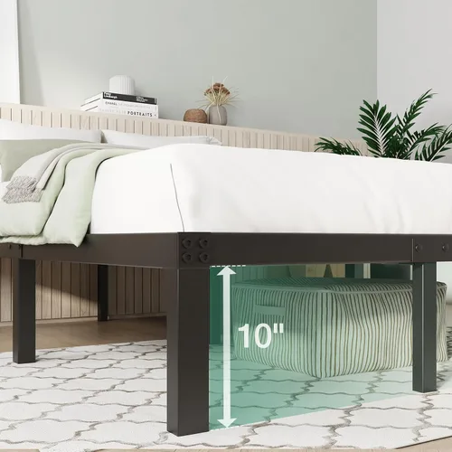 Miniatura 4 de Novilla - Base de cama de tamaño Queen, plataforma de metal de 12 pulgadas con espacio de almacenamiento debajo de la cama, soporte de listones