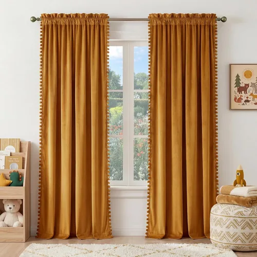 Miniatura 104 de NICETOWN Cortinas opacas de terciopelo extralargas negras de 120 pulgadas de largo para telón de fondo, cortinas de terciopelo con aislamiento Serie