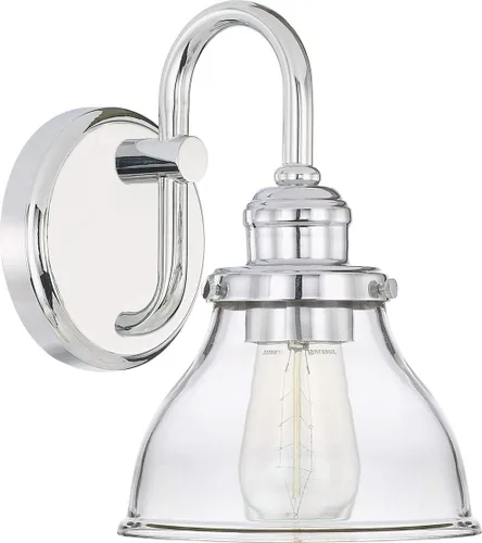 Miniatura 43 de Capital Lighting 621111PN-426 - Lámpara de pared de cristal transparente de mediados de siglo, 1 luz de 100 vatios, 10 pulgadas de alto x 6 pulgadas