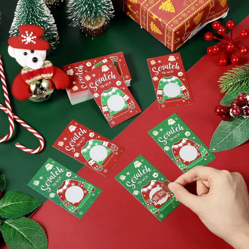 Miniatura 3 de Funrous 50 Piezas Tarjetas Navideñas de Raspar Juego de Raspar de Suéter Feo Tarjetas de Navidad Juegos Navideños de Vacaciones Decoraciones