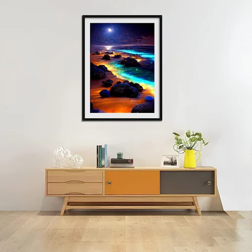 Miniatura 3 de Kits de Arte de Diamante Yunnuo para Adultos, Pintura de Diamante de Playa de Luna Llena para Principiantes, Pintura DIY con Taladro Completo