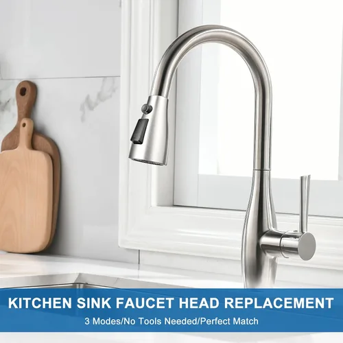 Miniatura 7 de Cabezal de repuesto para grifo de cocina, cabezal rociador desplegable de 3 funciones premium con 9 adaptadores, cabezal de grifo de fregadero