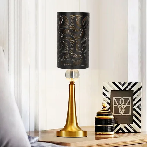 Miniatura 8 de Pantalla de lámpara de tambor grande de metal de corte negro, pantalla de metal de barril, cubierta de sombra de luz decorativa para mesita