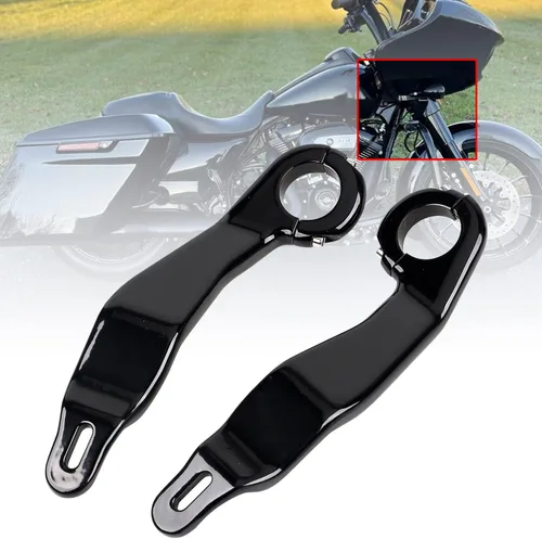 Miniatura 4 de Abrazaderas de soporte de carenado de motocicleta compatibles con Harley Road Glide FLTRX FLTRXS Ultra FLTRU 2015-2023, negro (izquierda y derecha)