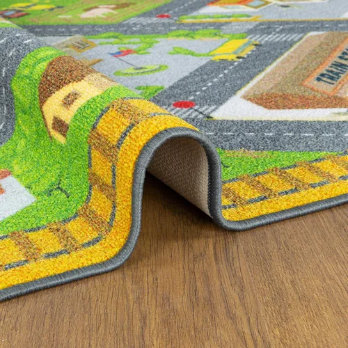 Miniatura 9 de KC Cubs Alfombra de Calle de Carretera de Construcción de Granja Country de 8x10 pies - Alfombra Educativa Tapete de Juego para Niños, Guardería