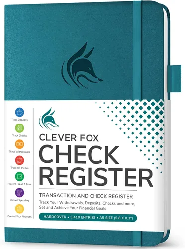 Miniatura 11 de Clever Fox Libro de registro de cheques – Registro de transacciones de lujo, libro de contabilidad contable, registro de cheques y libro de registro