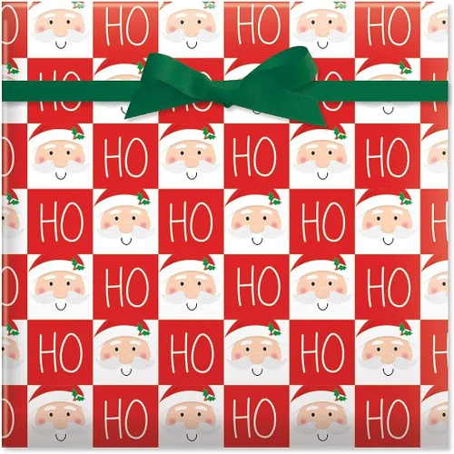 Current - Papel para regalo de Navidad, en rollo, prémium, a cuadros y con Papá Noel, tamaño gigante, 23 pulgadas x 32 pies, 61 pies cuadrados en
