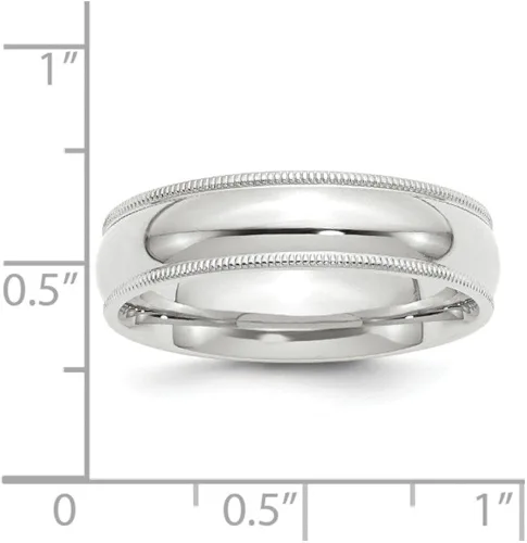 Miniatura 2 de Anillo de boda de oro blanco macizo de 14 k de 0.236in de ajuste cómodo milgrain