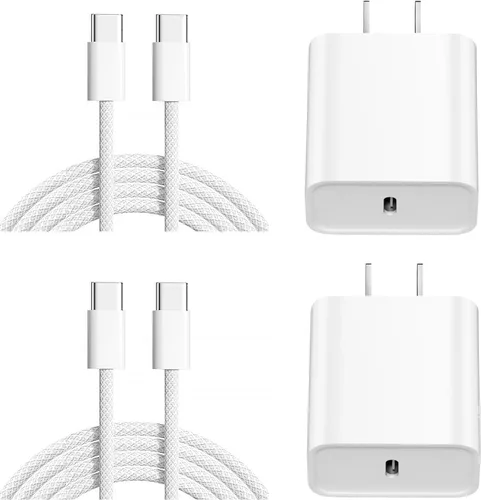 Miniatura 11 de Cargador para iPhone 17 y 16, carga rápida, tipo C, 20 W, USB C, bloque para iPad, con cable USB-C tejido de 6 pies, sincronización de datos de 60 W
