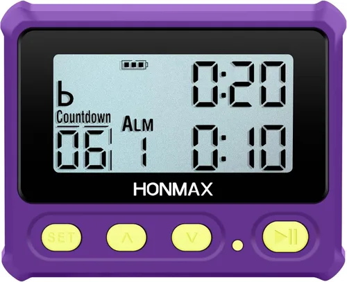 Miniatura 2 de Temporizador de intervalo 8200, cronómetro con luz de fondo, reloj recargable USB-C (morado)