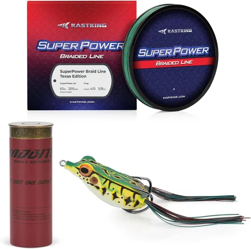 Miniatura 11 de KastKing Superpower - Línea de pesca trenzada Texas Edition, 4 piezas de señuelos trenzados y lubina, con cebos duros y suaves, agua superior