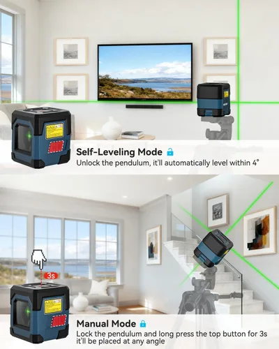 Miniatura 2 de Nivel láser, láser RockSeed Cross Line con línea autonivelante, vertical y horizontal, giratorio 360 grados, bolsa de transporte, batería incluida