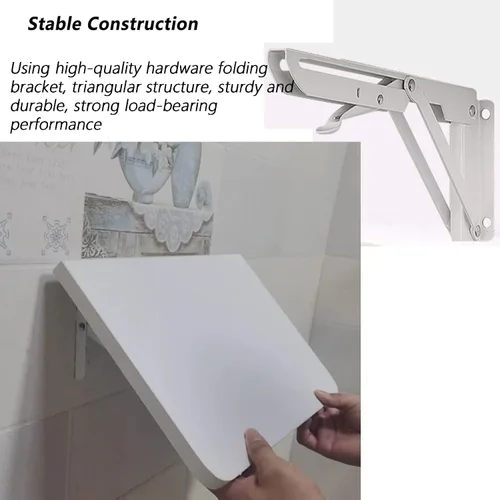 Miniatura 5 de Banco de trabajo plegable para montaje en pared, escritorio de mesa blanco para oficina en casa, pequeño escritorio flotante de madera plegable
