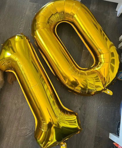 Miniatura 2 de Globos de números de 40 pulgadas del 0 al 9 dorados grandes del número 0, globos digitales para suministros de decoración de celebración de fiesta