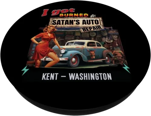 Miniatura 2 de I Got Burned At Satan's Auto Repair Retro Devil KENT PopSockets Standard PopGrip
