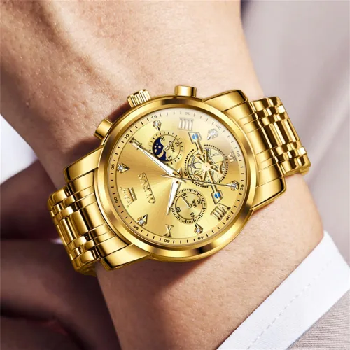 Miniatura 7 de OLEVS Relojes para hombre de plata, reloj de cronógrafo de acero inoxidable para hombre, reloj analógico de cuarzo de cara grande para hombre