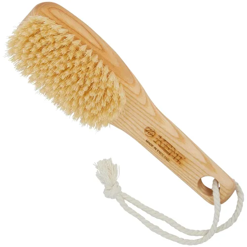 Miniatura 10 de Kent FD3 Cepillo exfoliante corporal de madera de haya de lujo con cerdas blancas 100% puras. Mango largo con cabeza desmontable, espalda