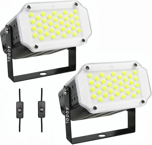 Miniatura 10 de Luz estroboscópica de Halloween, 36 luces LED estroboscópicas blancas superbrillantes, activadas por sonido y control de velocidad de flash, mini