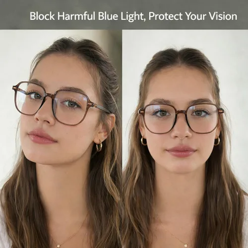 Miniatura 2 de Dollger Lentes de luz azul para mujer, de gran tamaño, cuadrado, bloqueo de luz azul, marcos grandes, pantalla de computadora, anteojos elegantes
