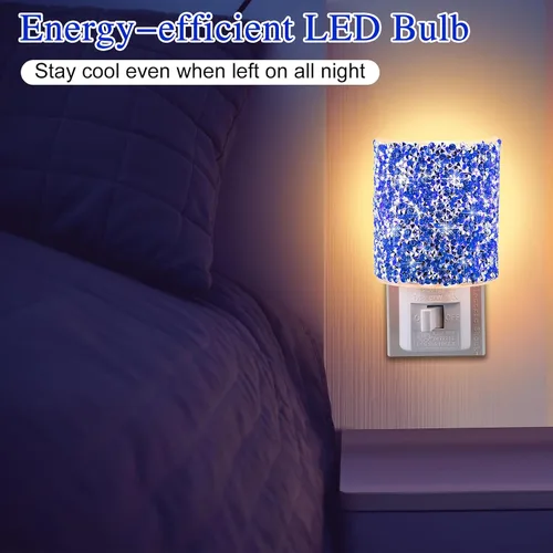 Miniatura 5 de Luz nocturna LED enchufable a la pared, luz nocturna de cristal con interruptor de encendido y apagado manual, luz nocturna blanca cálida