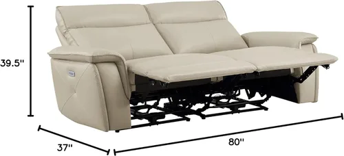 Miniatura 10 de Lexicon Raelynn Power - Sofá biplaza reclinable doble, color gris pardo gris topo