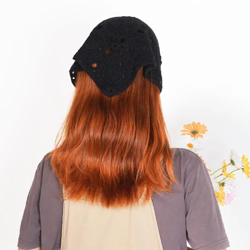 Miniatura 5 de hoyuwak 2 bandanas de ganchillo para el cabello, diademas para la cabeza para mujeres y niñas, accesorios para el cabello de fresa floral