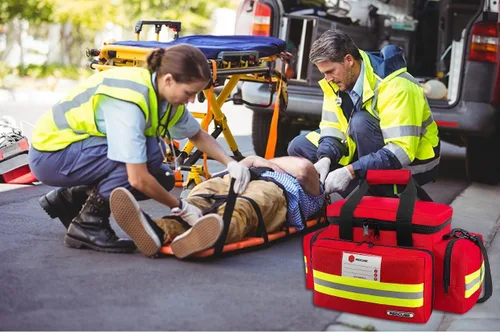 Miniatura 8 de REDCUBE Bolsa de emergencia – Bolsas de primeros auxilios vacías – Bolsa de primeros auxilios para traumas, kit profesional de múltiples Rojo