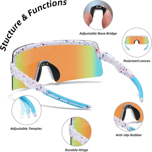 Miniatura 6 de Dos tamaños para adultos y jóvenes, lentes de sol polarizados para hombres y mujeres, para deportes al aire libre, gafas de béisbol UV400, gafas