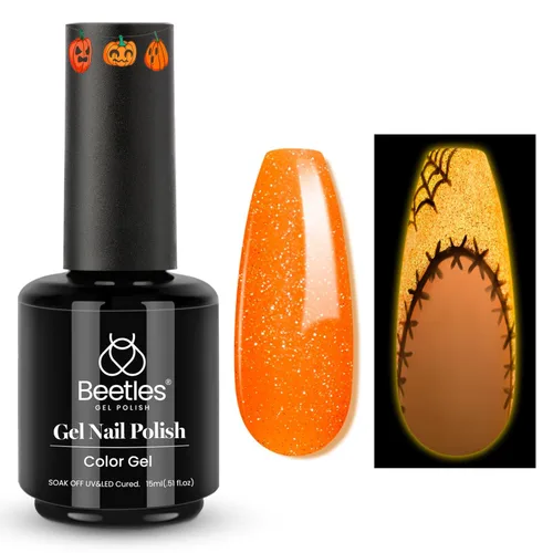 Miniatura 48 de Beetles - Esmalte de uñas de gel verde luminoso que brilla en la oscuridad, esmalte de uñas de gel que se absorbe con lámpara LED UV, arte de uñas