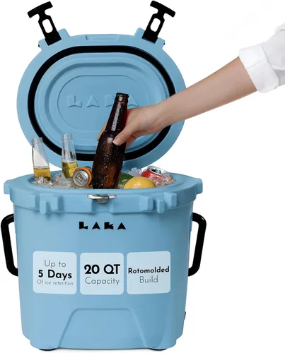 LAKA Small Cooler - 20 Quart Rotomolded Hard Ice Chest, Insulated Cooler for Beach, Camping, Travel & Fishing, Holds 18 Cans + 25 lb Ice, Up to 5