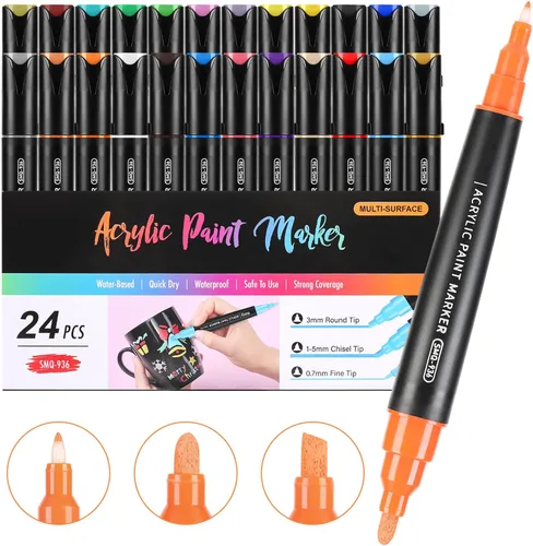 Bolígrafos de pintura acrílica, marcadores de pintura acrílica con punta fina media, bolígrafo de pintura para pintura roca, madera, cerámica, tela,