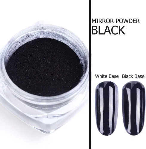 Miniatura 3 de 1 unidad de polvo de uñas cromado negro con purpurina en polvo de pigmento cromado brillante para uñas de espejo de uñas cromadas en polvo metálico