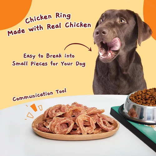 Miniatura 6 de Jungle Calling Anillos de pollo para perros pequeños, medianos y grandes, cecina de pollo asado lento, masticables para perros sin cuero crudo
