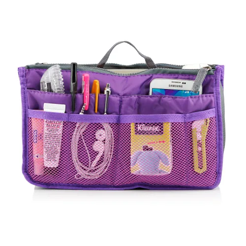 Miniatura 7 de GEARONIC TM - Bolsa organizadora para bolsas de mujer, bolsa que se mete dentro de bolsa de mujer para organizar mejor cosméticos, etc., S, Púrpura