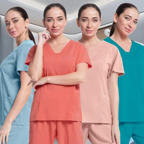 Miniatura 6 de niaahinn Scrubs Medical Uniforme - Conjunto de ropa quirúrgica para mujer con cuello en V y pantalón deportivo cónico tipo cargo
