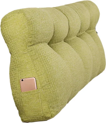 Miniatura 14 de Cojín triangular grande para cabecero de lectura, almohada para reposo en cama, respaldo triangular, respaldo de forro polar, soporte de Café