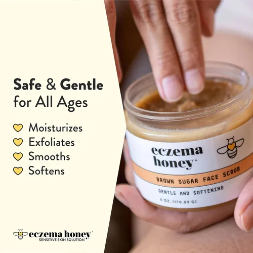 Miniatura 3 de ECZEMA HONEY Exfoliante facial y corporal de azúcar morena, exfoliante de baño para piel seca, exfoliante facial natural y suave que alivia