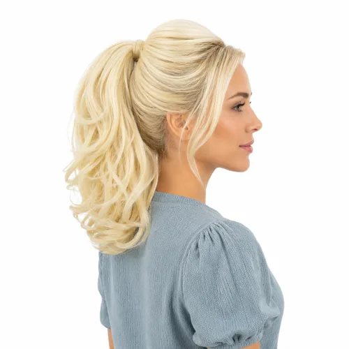 Miniatura 25 de PRETTYSHOP - Extensión de cabello rizado voluminoso, cola de caballo de 14 pulgadas con clip, resistente al calor