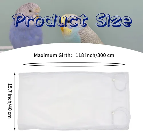 Miniatura 3 de Daoeny Cubierta Grande para Jaula de Pájaros, Protector de Semillas para Jaula de Pájaros, Faldón de Malla de Nylon Ajustable y Suave, Cubierta