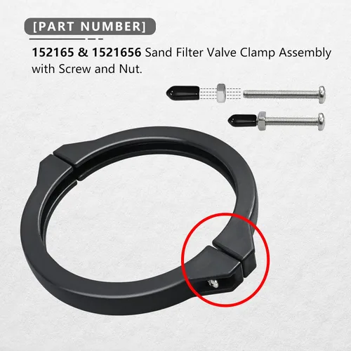 Miniatura 3 de 152165 y 1521656 Conjunto de abrazadera de válvula de filtro de arena de 6-1/2 pulgadas with Screw and Nut, Compatible with Pentair, for Six-Way