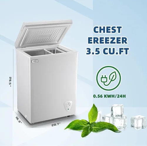 Miniatura 2 de Congelador de Cofre 3.5 Pies Cúbicos Congelador Profundo Pequeño Puerta Superior Mini Congelador con Canasta Removible, Bajo Ruido, 7 Temperaturas